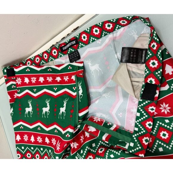Suitmeister Ugly Christmas 3 Pc Suit 42-44L Blazer 42X34 Pants Elastic Waist Tie - Picture 15 of 16